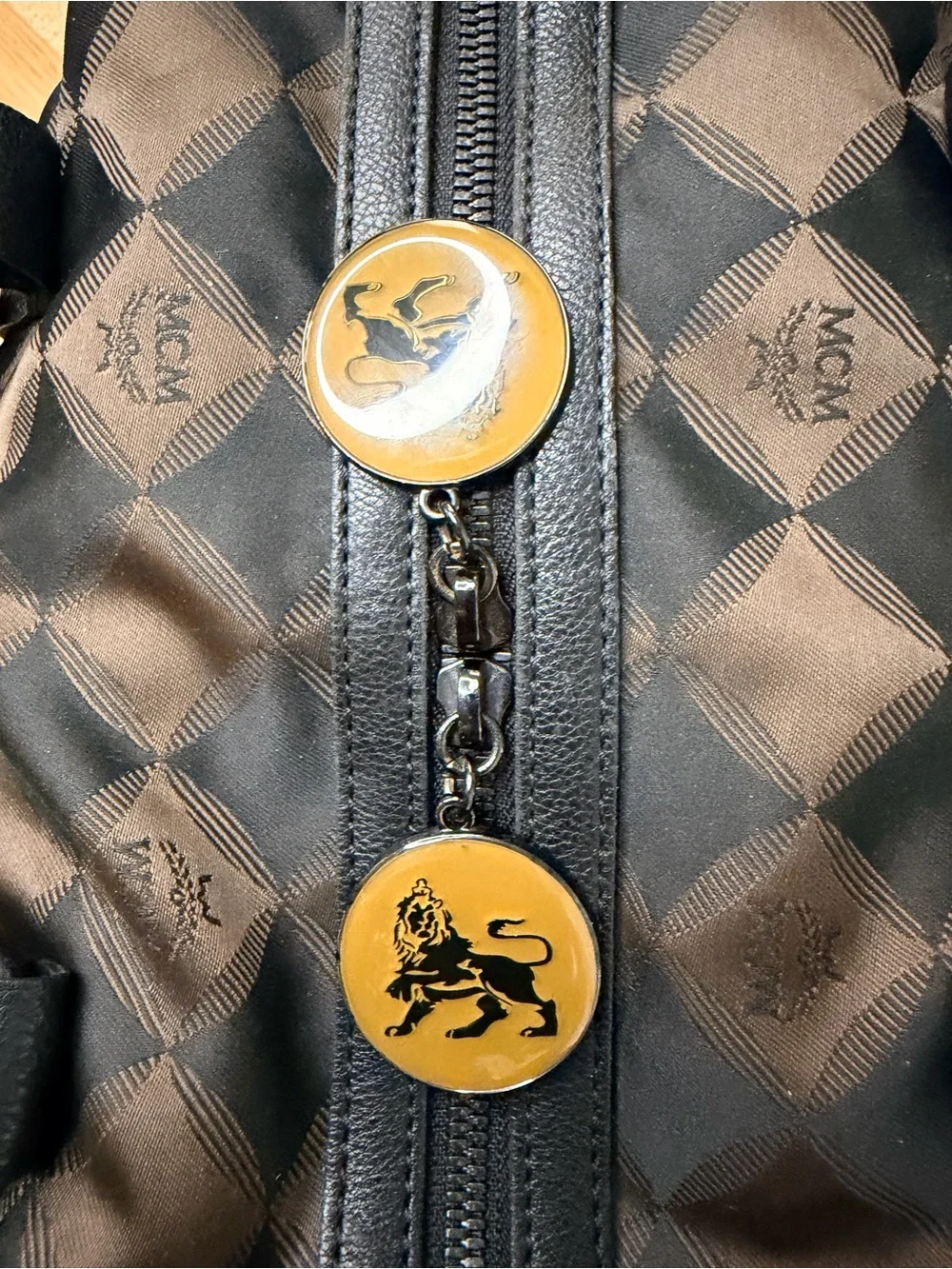 RARE MCM Brown & Black Checkered Monogram Satchel